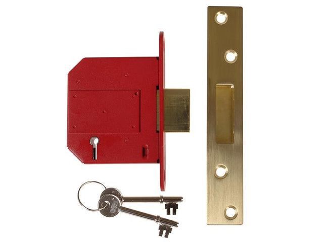 Union Strongbolt 2100S Bs 5 Lever Mortice Deadlock 81Mm 3In Satin Brass Box