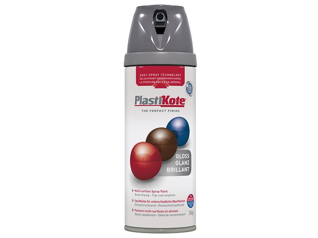 Plastikote Twist & Spray Gloss Medium Grey 400Ml