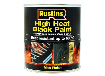 Rustins High Heat Paint 600C Black 500Ml