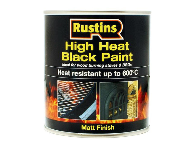 Rustins High Heat Paint 600C Black 500Ml