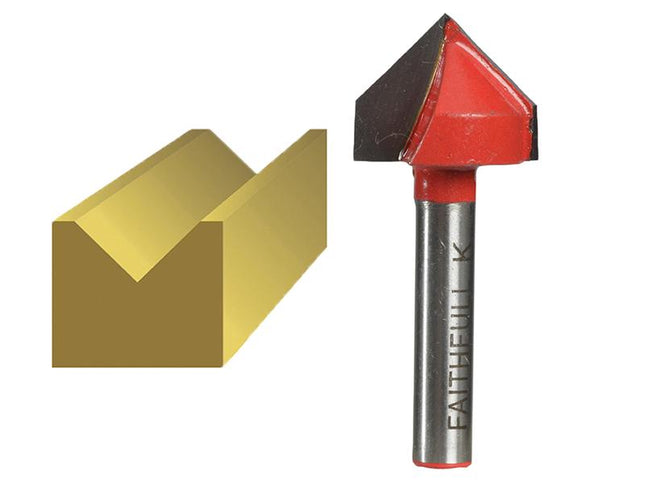 Faithfull Router Bit Tct V Groove 13.0Mm X 19.1Mm 1/4In Shank