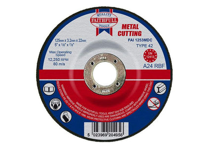 Faithfull Depressed Centre Metal Cutting Disc 125 X 3.2 X 22.23Mm