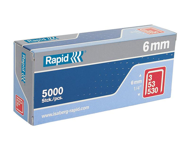 RAPID 53/6B 6Mm Galvanised Staples Box 5000