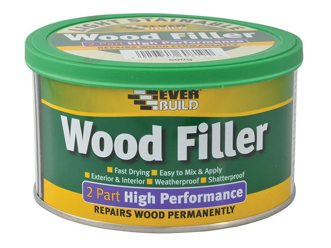 Everbuild Wood Filler High Performance 2 Part Light 500G