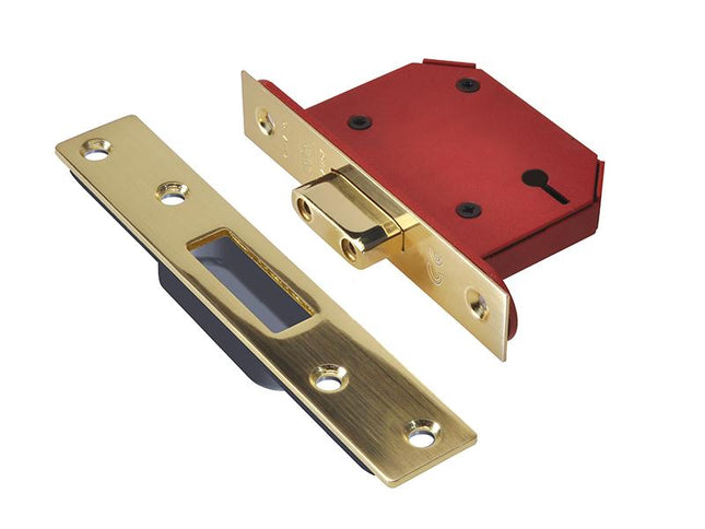 Union Strongbolt 2103S 3 Lever Mortice Deadlock Polished Brass 68Mm 2.5In Visi