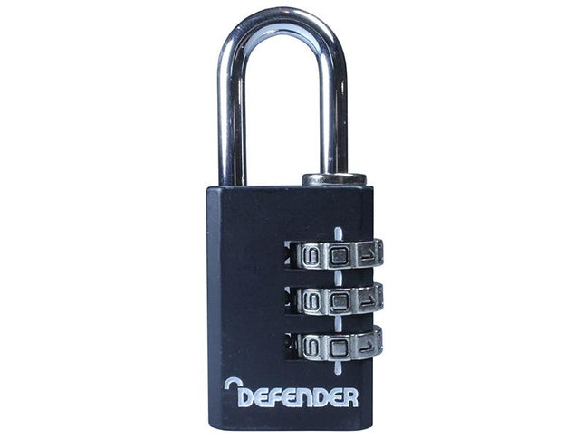 Defender Black Diecast Combination Padlock 30Mm