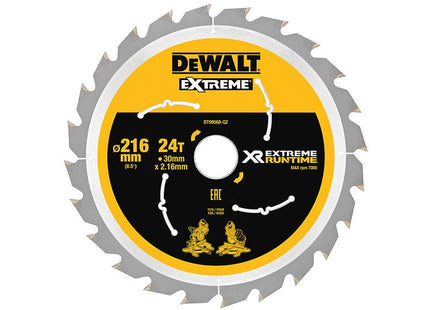 DEWALT Flexvolt Xr Circular Saw Blade 216 X 30Mm X 24T