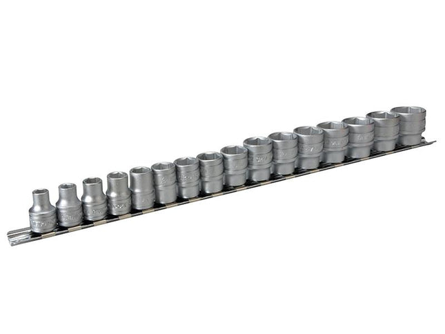 Teng M3816 Socket Clip Rail Set Of 16 Metric 3/8In Drive