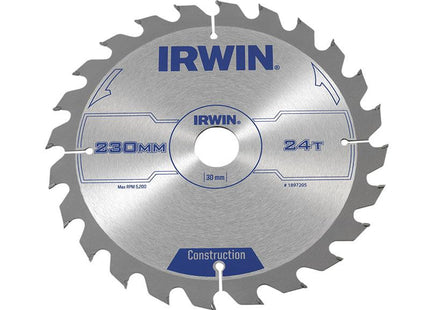 IRWIN Construction Circular Saw Blade 230 X 30Mm X 24T Atb