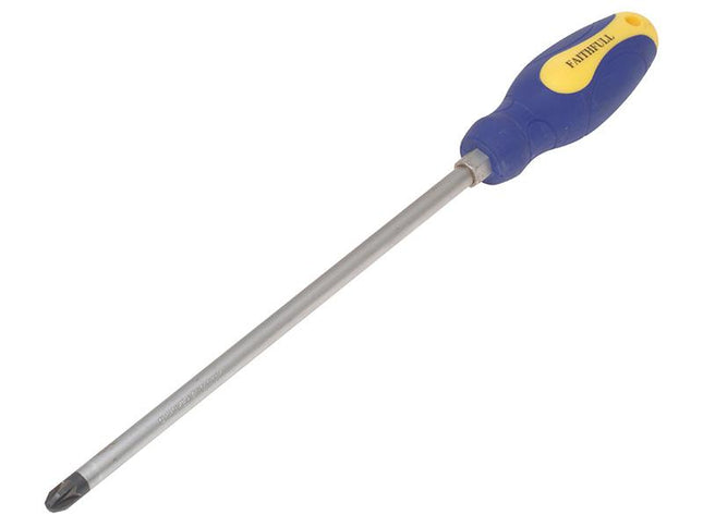 Faithfull Soft Grip Screwdriver Pozidriv Tip Pz4 X 250Mm Long Reach