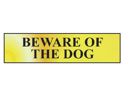 Scan Beware Of The Dog - Polished Brass Effect 200 X 50Mm