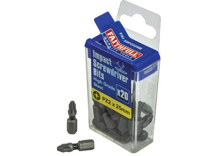 Faithfull Pozi Impact Screwdriver Bits PZ2 x 25mm (Pack 20)