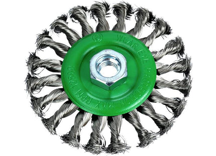 Faithfull Flat Twist Knot Wire Brush 115 X 12Mm M14 Bore 2 0.35Mm Stainless Steel Wire