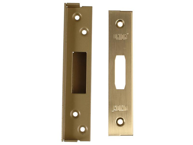 Union Strongbolt 2100 Mortice Deadlock Rebate Kit 25Mm Polished Brass Box