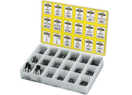 Stanley Tools Insert Bits Assorted Tray 200 Pozi / Phillips/ Slotted
