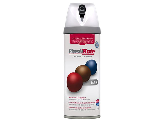 Plastikote Twist & Spray Satin White 400Ml