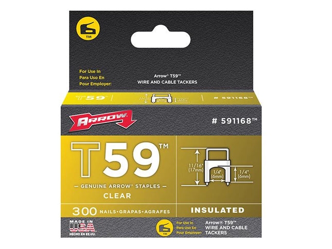 ARROW T59 Insulated Staples Clear 6 X 6Mm Box 300