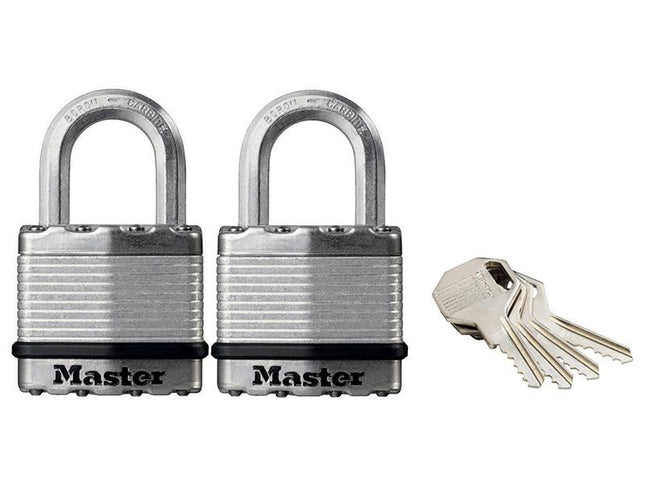 Master Lock Excell Laminated Steel 45Mm Padlock - 24Mm Shackle - Keyed Alike X 2