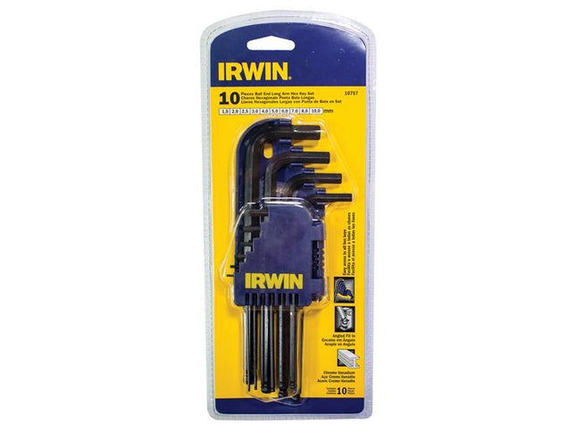 IRWIN T10757 Long Arm Ball End Hex Key Set, 10 Piece (1.5-10mm)