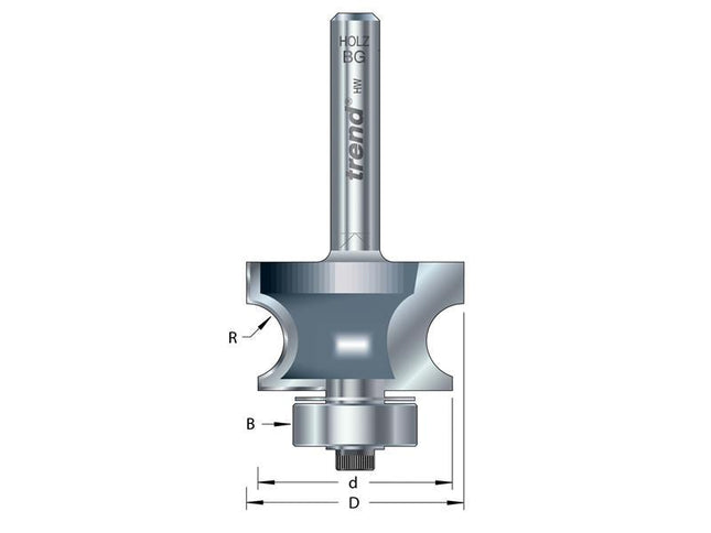 TREND 9/73 X 1/2 Tct Bearing Guided Corner Bead Cutter 7.0 Radius