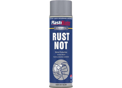 Plastikote Rust Not Spray Matt Silver Grey 500Ml