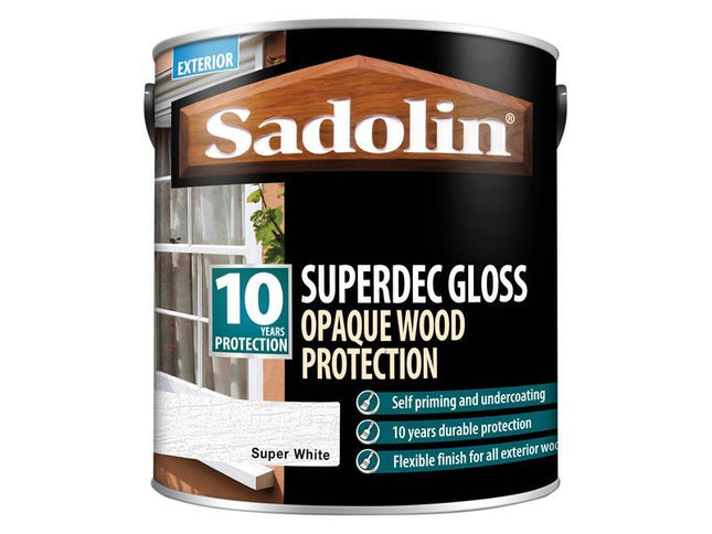 Sadolin Superdec Opaque Wood Protection Super White Gloss 2.5 Litre