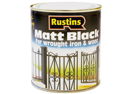 Rustins Matt Black Paint Quick Drying 500Ml