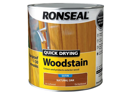 Ronseal Woodstain Quick Dry Satin Natural Oak 2.5 Litre