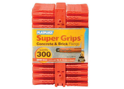 PLASPLUGS Rp 187 Solid Wall Super Grips Fixings Red (300)