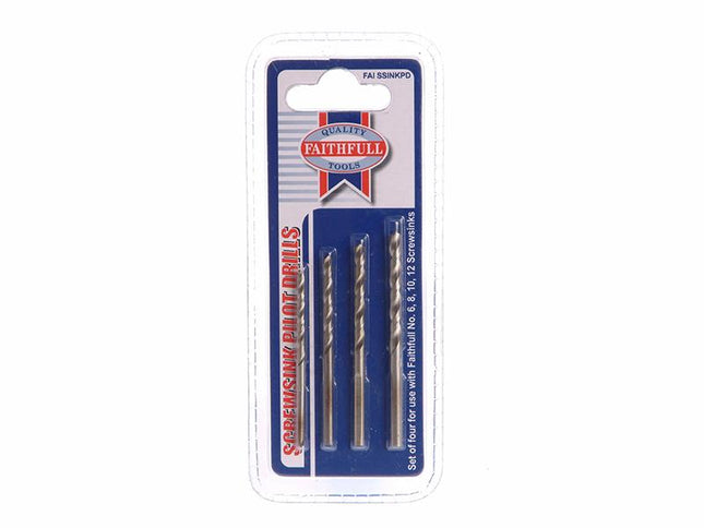 Faithfull Pilot Drill Set Of 4 For Screwsinks