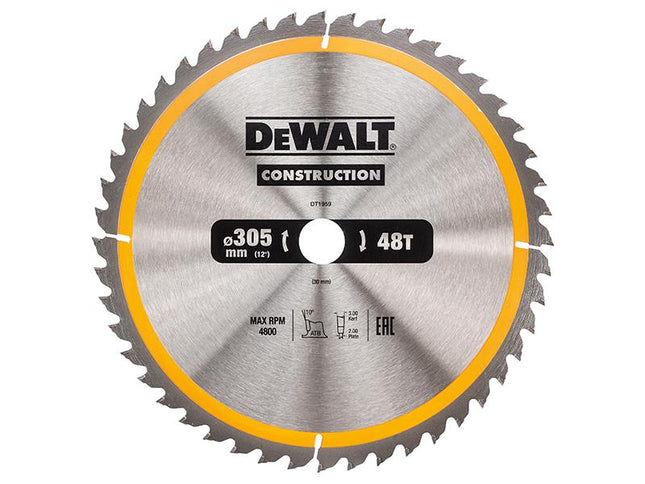 DEWALT Stationary Construction Circular Saw Blade 305 X 30Mm X 48T