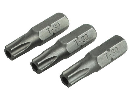 Faithfull Security S2 Grade Steel Screwdriver Bits T30S X 25Mm (Pack 3)