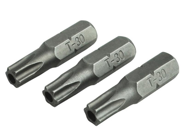 Faithfull Security S2 Grade Steel Screwdriver Bits T30S X 25Mm (Pack 3)