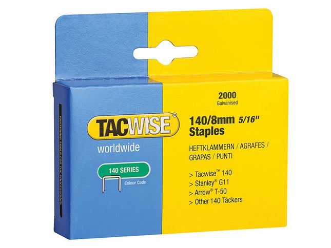 Tacwise 140 Heavy-Duty Staples 8Mm (Type T50  G) Pack 2000