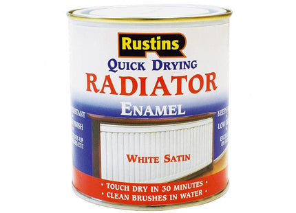Rustins Quick Dry Radiator Enamel Paint Satin White 250Ml