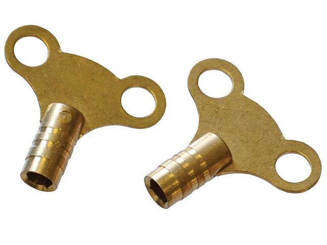 Faithfull Radiator Keys - Brass (Pack Of 2)