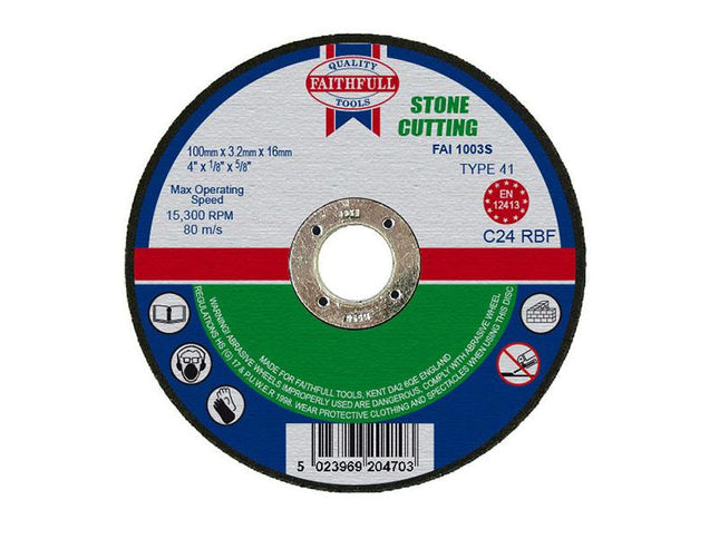 Faithfull Stone Cut Off Disc 100 X 3.2 X 16Mm