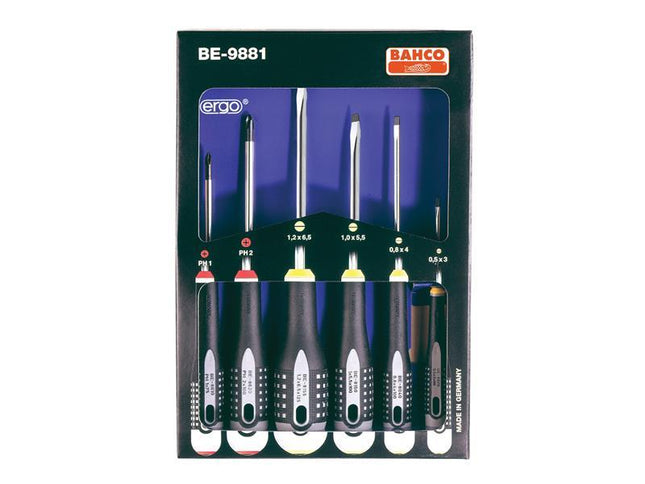 Bahco Be-9881 Ergo Screwdriver Set, 6 Piece Sl/Ph