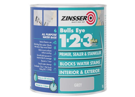 Bulls EyeÂ 1-2-3 Plus Primer, Sealer & Stain Killer Grey 1 litre