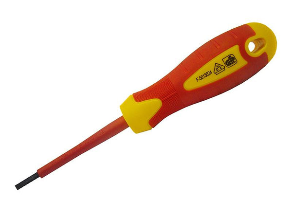 Faithfull Vde Soft Grip Screwdriver Parallel Slotted Tip 4.0 X 100Mm
