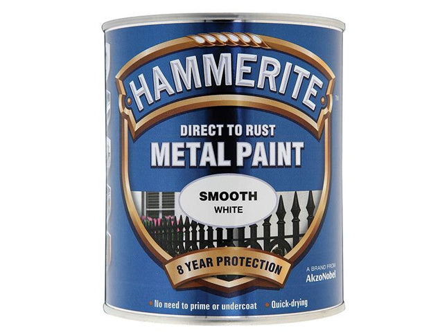 Hammerite Direct To Rust Smooth Finish Metal Paint White 750Ml