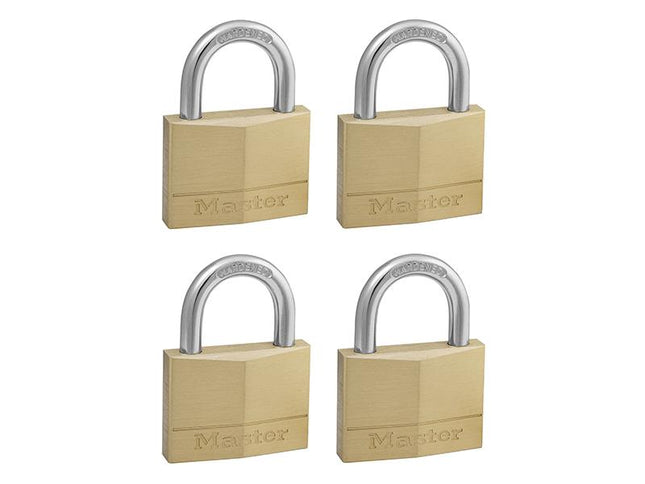 Master Lock Solid Brass 50Mm Padlock 5-Pin - Keyed Alike X 4