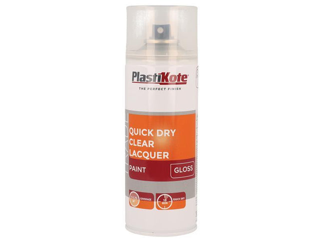 Plastikote Trade Quick Dry Clear Lacquer Spray Gloss 400Ml