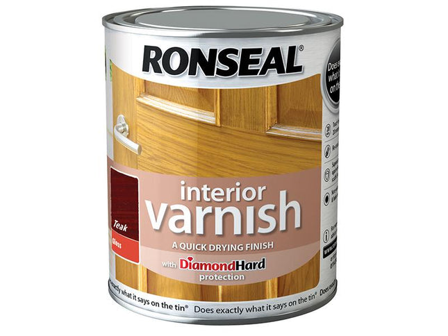 Ronseal Interior Varnish Quick Dry Gloss Teak 750Ml