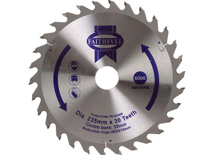 Faithfull Tct Circular Saw Blade 235 X 35Mm X 30T Pos