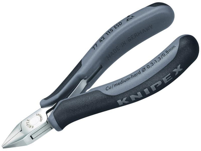 KNIPEX Esd Electronics Diagonal Cutters - Pointed Head Flush Cut Non Bevelled 115Mm