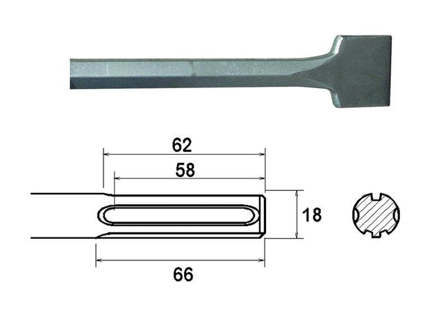 Faithfull Sds Max Straight Scaling Chisel 50 X 400Mm