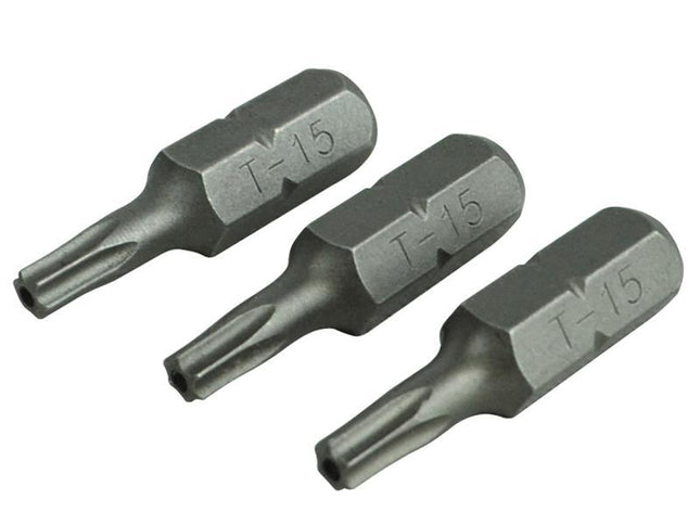 Faithfull Security S2 Grade Steel Screwdriver Bits T15S X 25Mm (Pack 3)