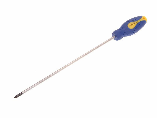 Faithfull Soft Grip Screwdriver Pozidriv Tip Pz1 X 250Mm Long Reach