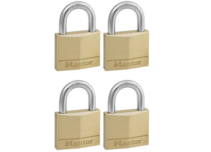 Master Lock Solid Brass 40Mm Padlock 4-Pin - Keyed Alike X 4